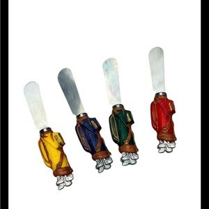 Set Of 4 Boston Warehouse Golf Club Cheese Spreader Knives